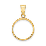 16 mm 10k Yellow Gold coin bezel pendant for Canadian $5 Maple Leaf