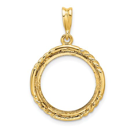 16 mm 14k Yellow Gold coin bezel pendant for Canadian $5 Maple Leaf — additional image