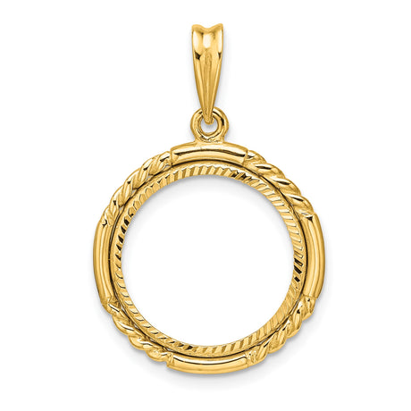 16 mm 14k Yellow Gold coin bezel pendant for Canadian $5 Maple Leaf