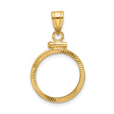 16 mm 14k Yellow Gold coin bezel pendant for Canadian $5 Maple Leaf