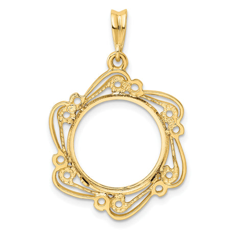 16 mm 14k Yellow Gold coin bezel pendant for Canadian $5 Maple Leaf — additional image