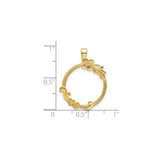 16 mm 14k Yellow Gold coin bezel pendant for Canadian $5 Maple Leaf — size reference (ruler)