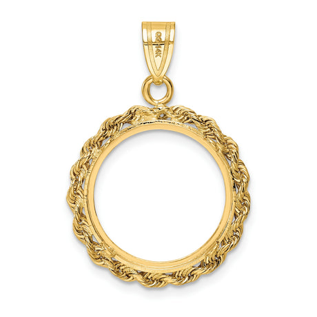 16 mm 14k Yellow Gold coin bezel pendant for Canadian $5 Maple Leaf — additional image