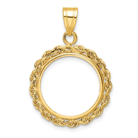 16 mm 14k Yellow Gold coin bezel pendant for Canadian $5 Maple Leaf