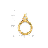 16 mm 14k Yellow Gold coin bezel pendant for Canadian $5 Maple Leaf — size reference (ruler)