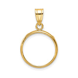 16 mm 14k Yellow Gold coin bezel pendant for Canadian $5 Maple Leaf