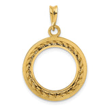 16 mm 14k Yellow Gold coin bezel pendant for Canadian $5 Maple Leaf — additional image