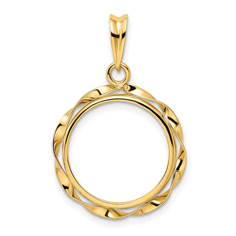 16 mm 14k Yellow Gold coin bezel pendant for Canadian $5 Maple Leaf