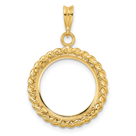 16 mm 14k Yellow Gold coin bezel pendant for Canadian $5 Maple Leaf — additional image