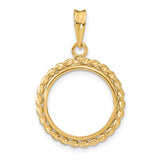 16 mm 14k Yellow Gold coin bezel pendant for Canadian $5 Maple Leaf
