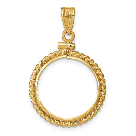16 mm 14k Yellow Gold coin bezel pendant for Canadian $5 Maple Leaf — additional image
