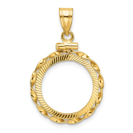 16 mm 14k Yellow Gold coin bezel pendant for Canadian $5 Maple Leaf