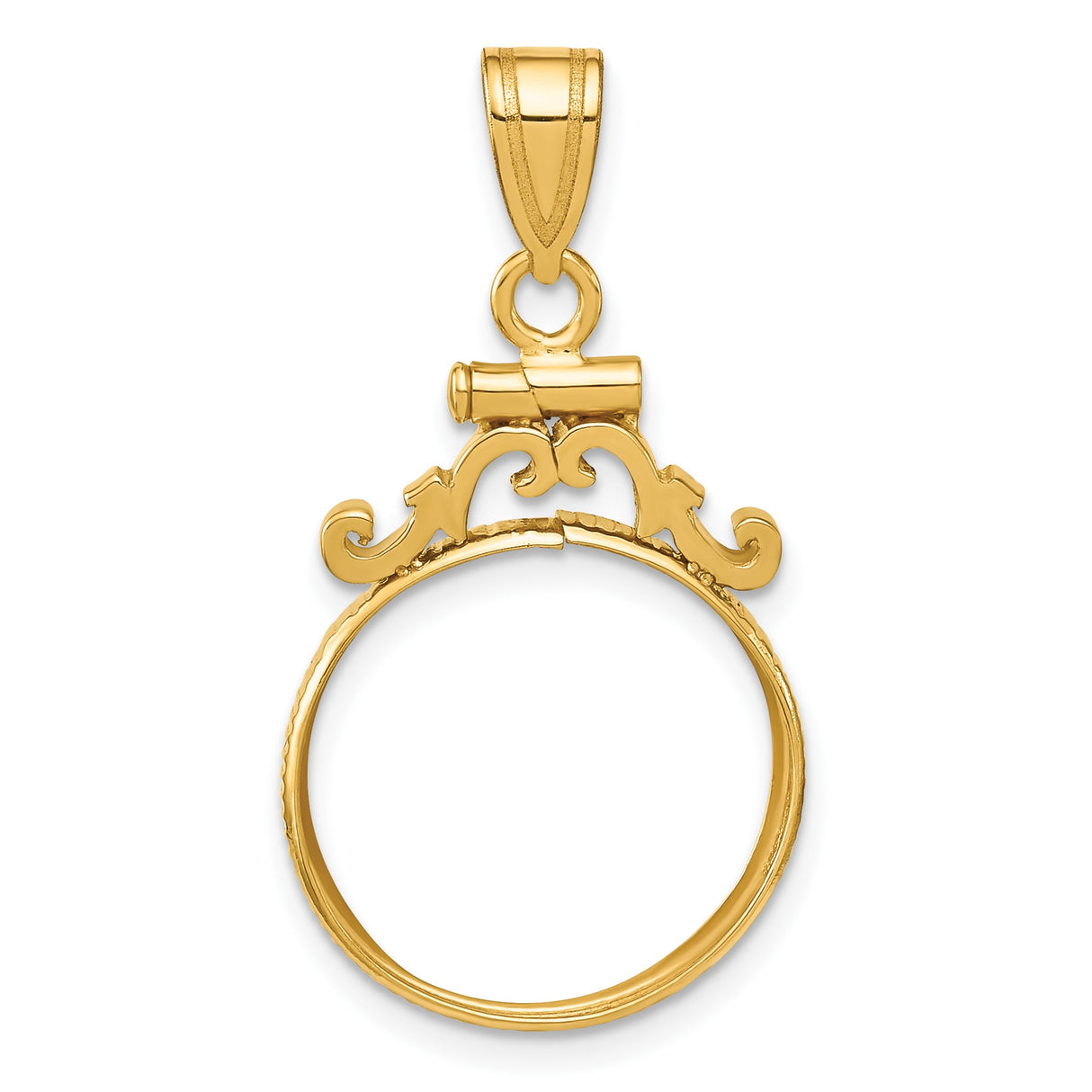 16 mm 14k Yellow Gold coin bezel pendant for Canadian $5 Maple Leaf