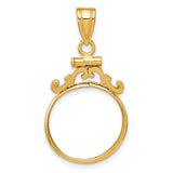16 mm 14k Yellow Gold coin bezel pendant for Canadian $5 Maple Leaf