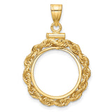 16 mm 14k Yellow Gold coin bezel pendant for Canadian $5 Maple Leaf
