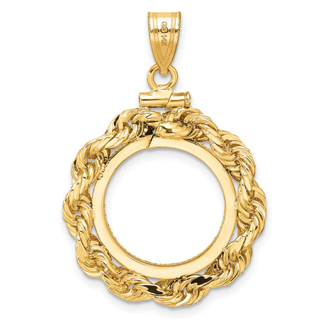16 mm 14k Yellow Gold coin bezel pendant for Canadian $5 Maple Leaf — additional image