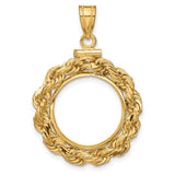 16 mm 14k Yellow Gold coin bezel pendant for Canadian $5 Maple Leaf