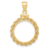 16 mm 14k Yellow Gold coin bezel pendant for Canadian $5 Maple Leaf