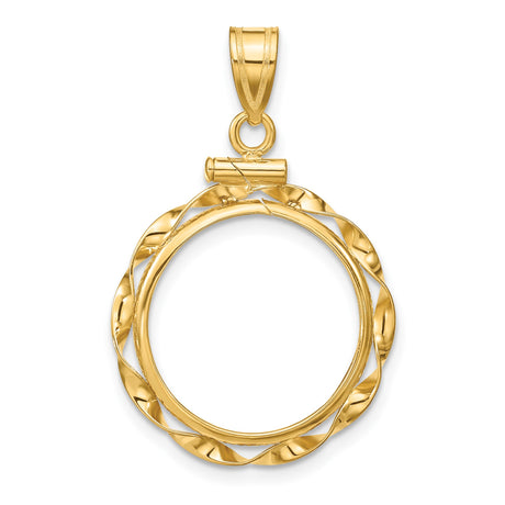 16 mm 14k Yellow Gold coin bezel pendant for Canadian $5 Maple Leaf