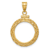 16 mm 14k Yellow Gold coin bezel pendant for Canadian $5 Maple Leaf — additional image