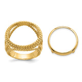 16 mm 14k Yellow Gold coin bezel ring for Canadian $5 Maple Leaf