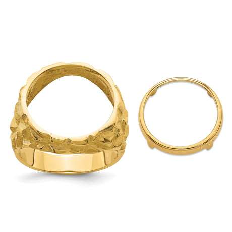 16 mm 14k Yellow Gold coin bezel ring for Canadian $5 Maple Leaf