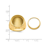 16 mm 14k Yellow Gold coin bezel ring for Canadian $5 Maple Leaf — size reference (ruler)