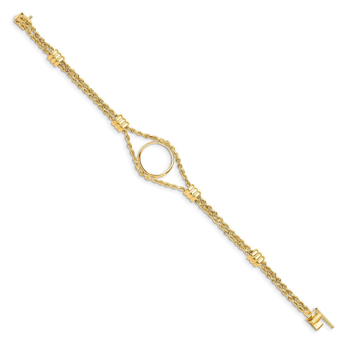15 mm 14k Yellow Gold coin bezel bracelet for Canadian $2 Maple Leaf — alternate view