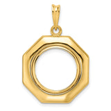 15 mm 14k Yellow Gold coin bezel pendant for Canadian $2 Maple Leaf