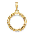 15 mm 14k Yellow Gold coin bezel pendant for Canadian $2 Maple Leaf