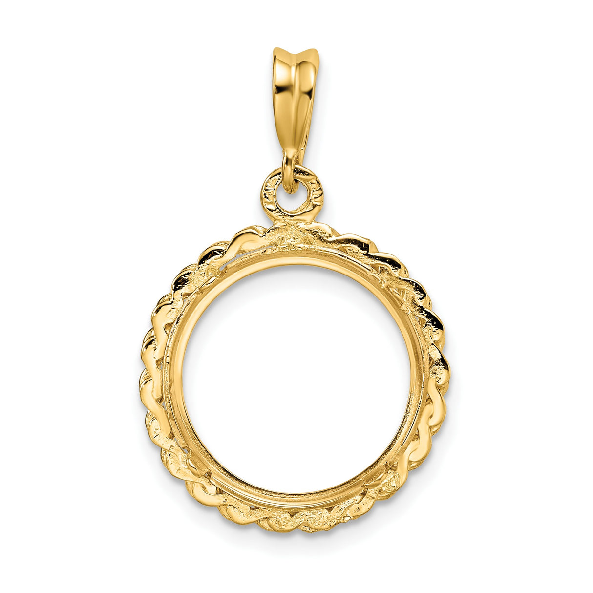 15 mm 14k Yellow Gold coin bezel pendant for Canadian $2 Maple Leaf — additional image