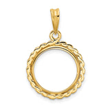 15 mm 14k Yellow Gold coin bezel pendant for Canadian $2 Maple Leaf