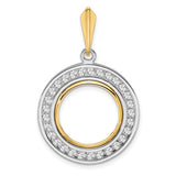 15 mm 14k Multi-Tone Gold coin bezel pendant for Canadian $2 Maple Leaf