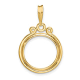15 mm 14k Yellow Gold coin bezel pendant for Canadian $2 Maple Leaf