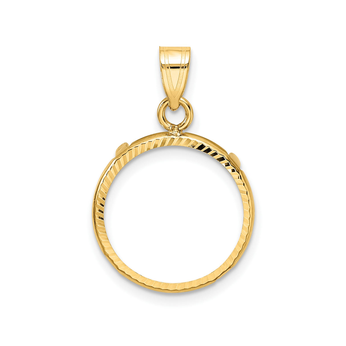 15 mm 10k Yellow Gold coin bezel pendant for Canadian $2 Maple Leaf