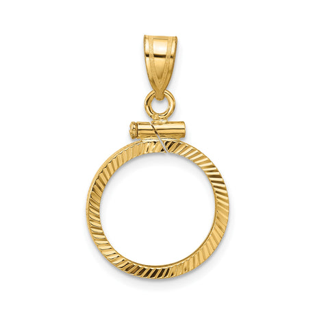 15 mm 10k Yellow Gold coin bezel pendant for Canadian $2 Maple Leaf