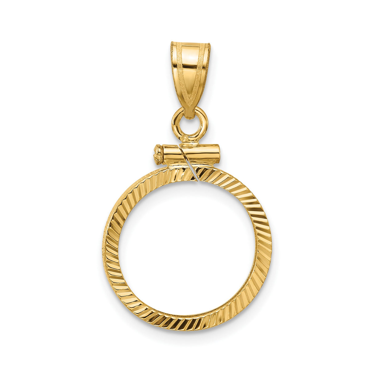 15 mm 14k Yellow Gold coin bezel pendant for Canadian $2 Maple Leaf