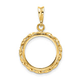 15 mm 14k Yellow Gold coin bezel pendant for Canadian $2 Maple Leaf — additional image