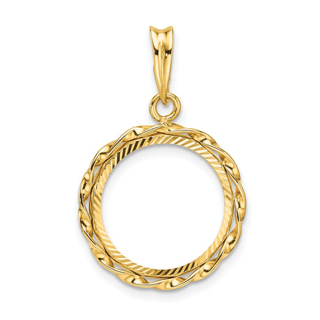 15 mm 14k Yellow Gold coin bezel pendant for Canadian $2 Maple Leaf