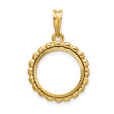 15 mm 14k Yellow Gold coin bezel pendant for Canadian $2 Maple Leaf