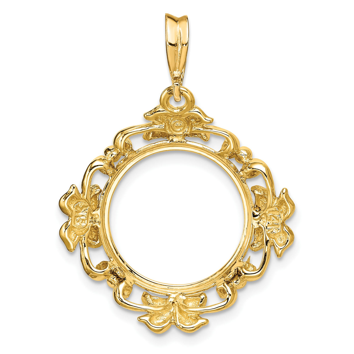 15 mm 14k Yellow Gold coin bezel pendant for Canadian $2 Maple Leaf — additional image