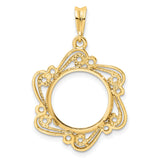 15 mm 14k Yellow Gold coin bezel pendant for Canadian $2 Maple Leaf — additional image