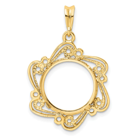 15 mm 14k Yellow Gold coin bezel pendant for Canadian $2 Maple Leaf — additional image