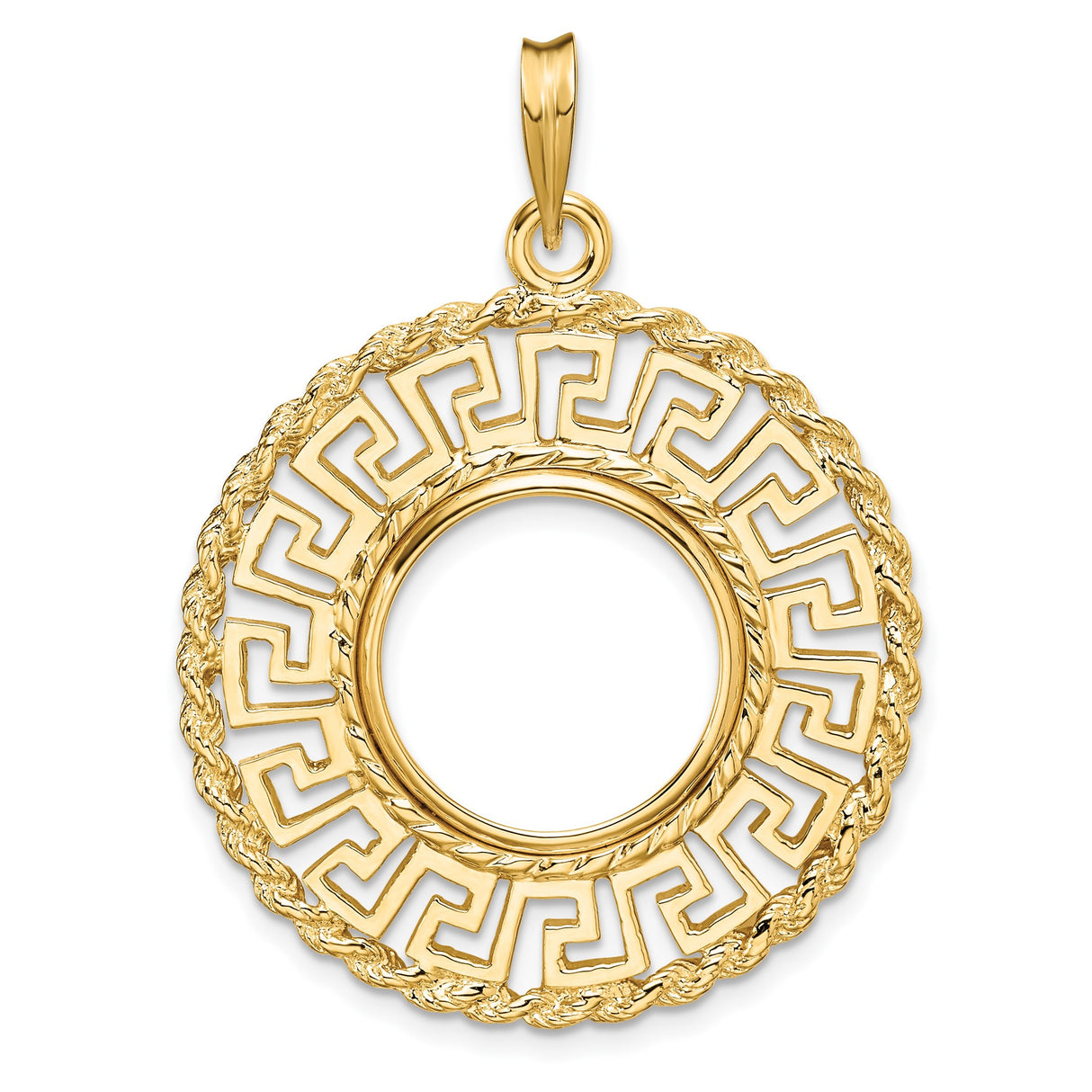 15 mm 14k Yellow Gold coin bezel pendant for Canadian $2 Maple Leaf