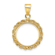 15 mm 14k Yellow Gold coin bezel pendant for Canadian $2 Maple Leaf
