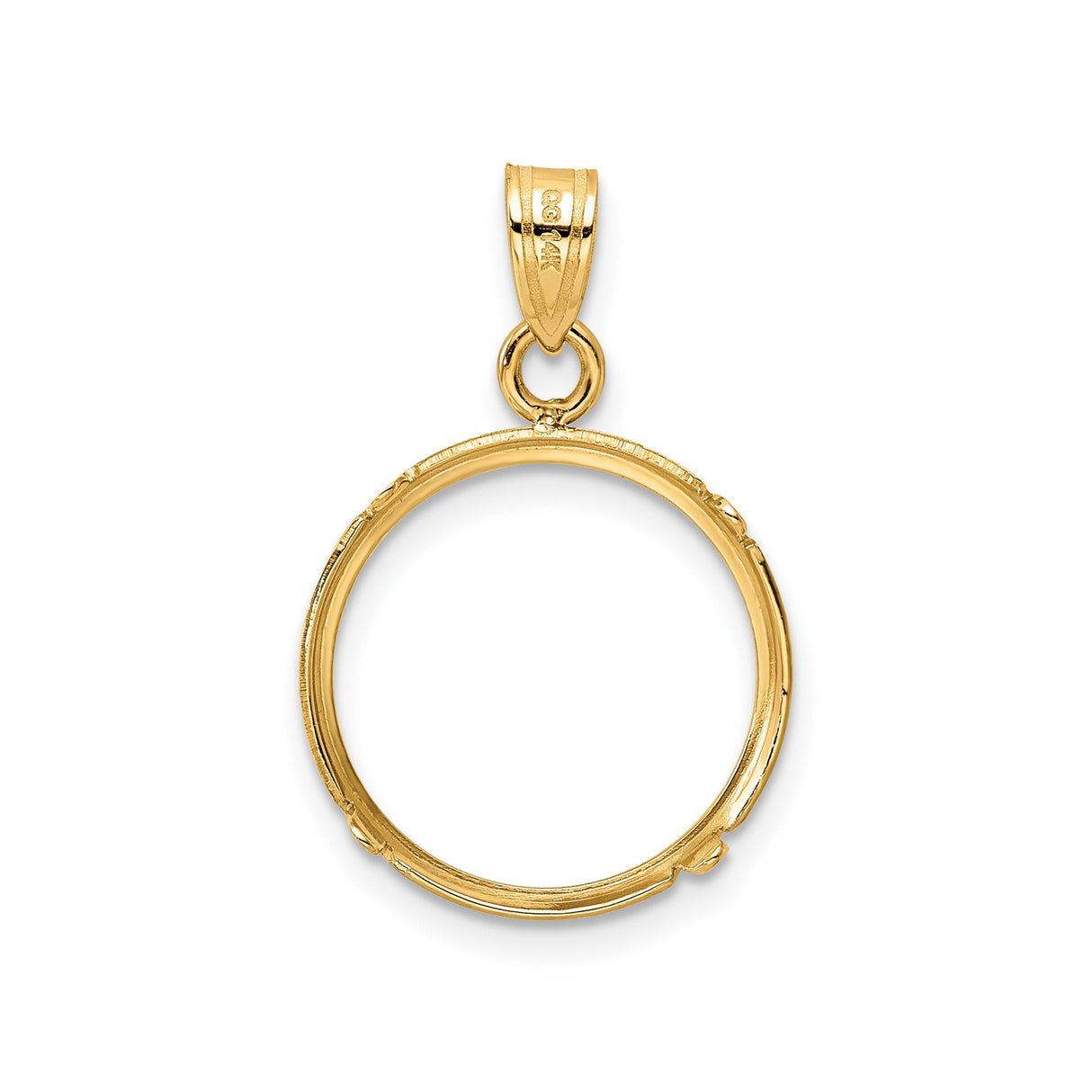 15 mm 14k Yellow Gold coin bezel pendant for Canadian $2 Maple Leaf — additional image