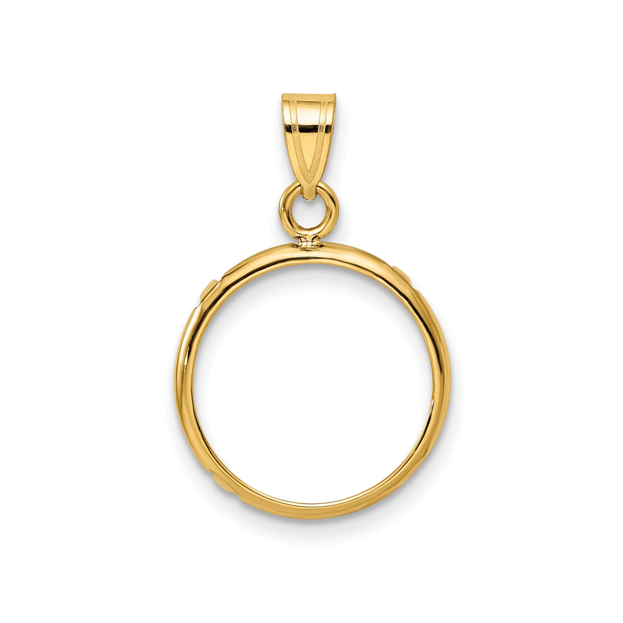 15 mm 14k Yellow Gold coin bezel pendant for Canadian $2 Maple Leaf