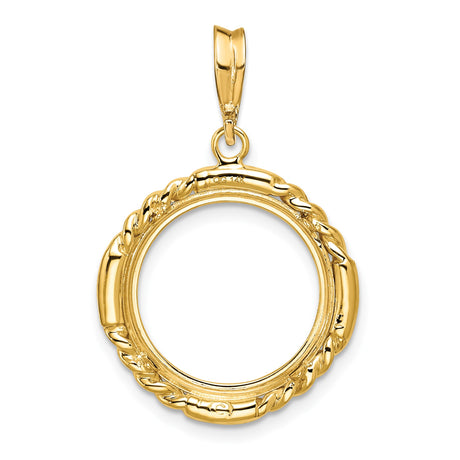 15 mm 14k Yellow Gold coin bezel pendant for Canadian $2 Maple Leaf — additional image