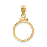 15 mm 14k Yellow Gold coin bezel pendant for Canadian $2 Maple Leaf — additional image