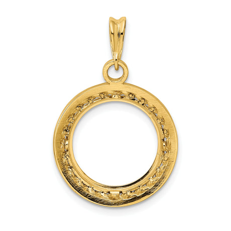 15 mm 14k Yellow Gold coin bezel pendant for Canadian $2 Maple Leaf — additional image